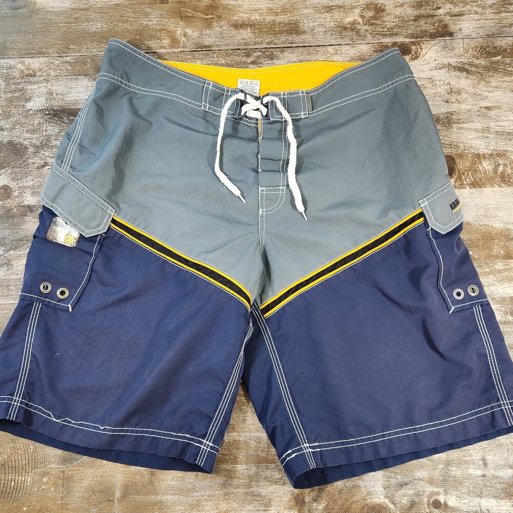 Vtg y2k Billabong Drawstring Board Shorts Mens 36 Long Baggy Cargo Surf Swim Y2K